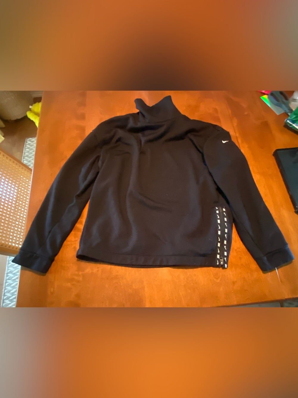 Nike Black  High-Neck Pullover with Logo Side zipper